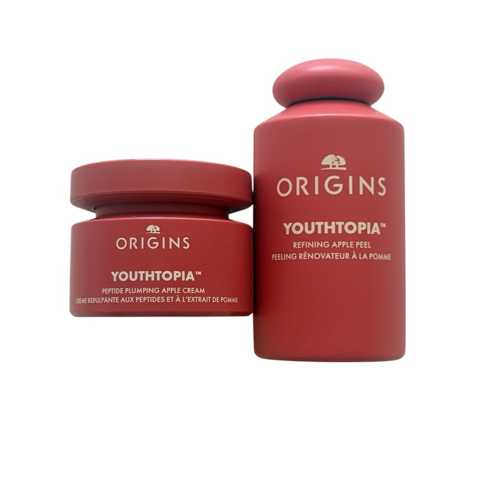 Origins YOUTHTOPIA Exfoliating Apple Face Peel + Plumping Apple Face Moisturizer